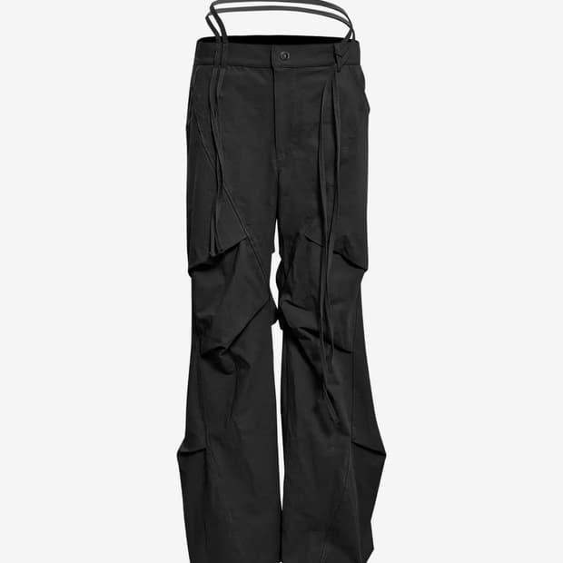 정도 PELVIC STRAP CURVED PANTS BLACK 바지