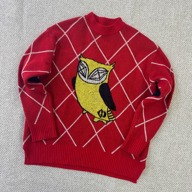 F 럭키슈에뜨 부엉이 자수 니트0403D