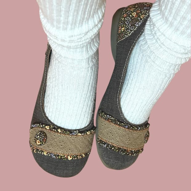 핀터깔 모리걸 하구미 빈티지 단추 플랫 슈즈