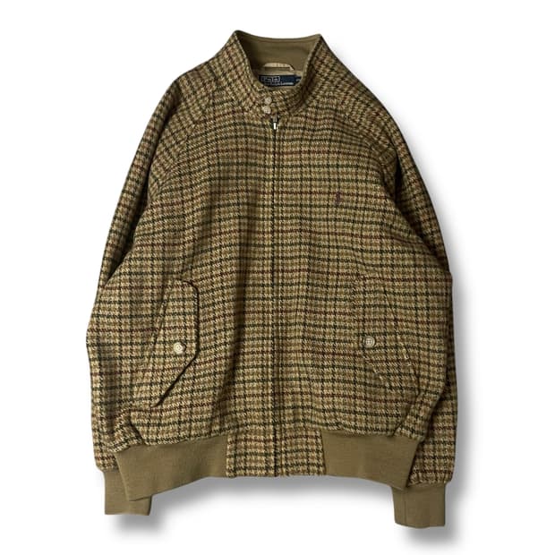 폴로랄프로렌 베이지 건클럽 체크 패턴 울 바라쿠타 자켓 105