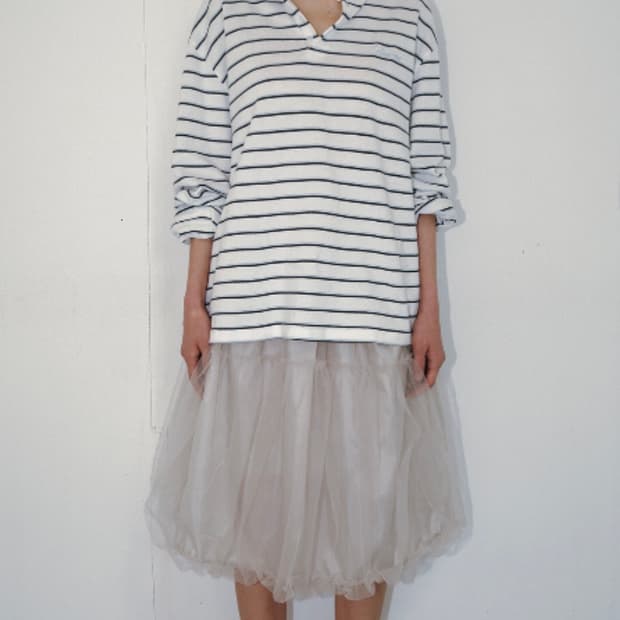 Ribbonbit striped pk shirt(skyblue)