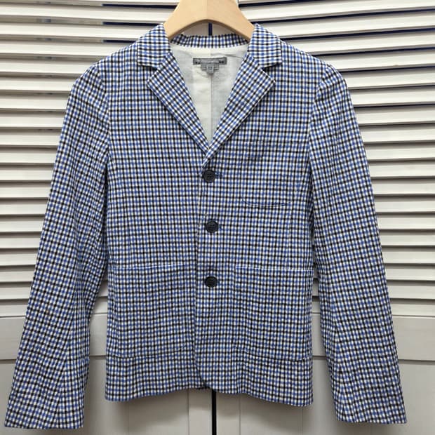 봉쁘앙 린넨 체크 블레이저 자켓