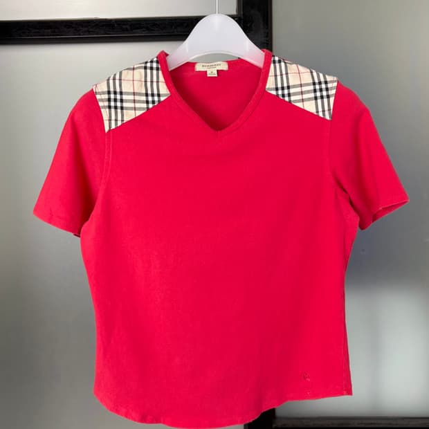 [S]BURBERRY버버리 여성 핑크레드 반팔 티셔츠 
