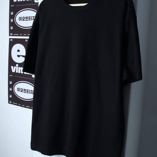 (L-XL) 질스튜어트 반팔 티셔츠 무지 골지 블랙 놈코어-H32585
