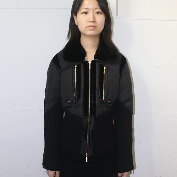 로베르토 까발리 05AW 퍼 하이넥 푸퍼 자켓