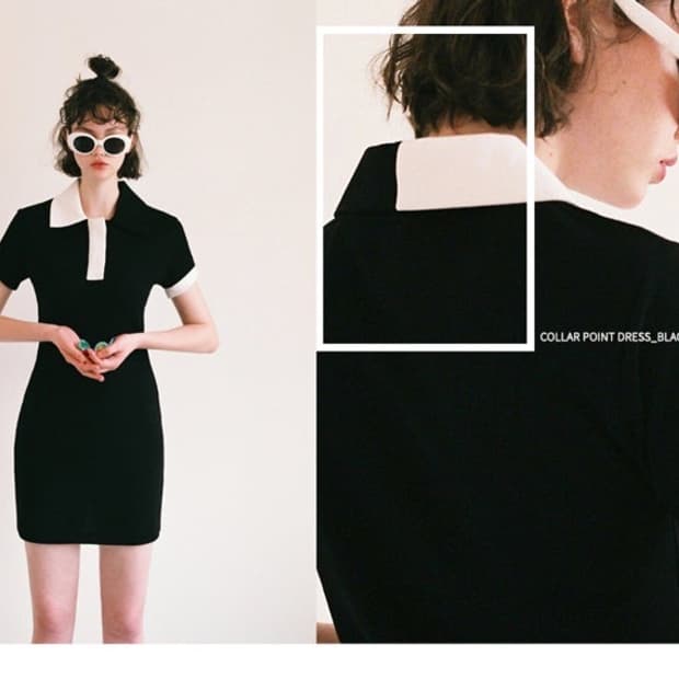 [새상품] [시티브리즈] 블랙 카라 원피스 (테니스, 골프룩 추천)
