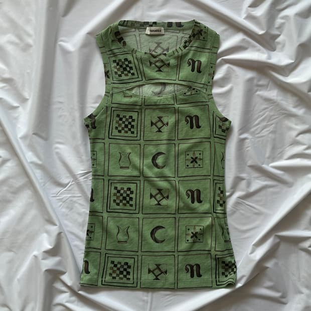Nanushka green symbols print mesh top s