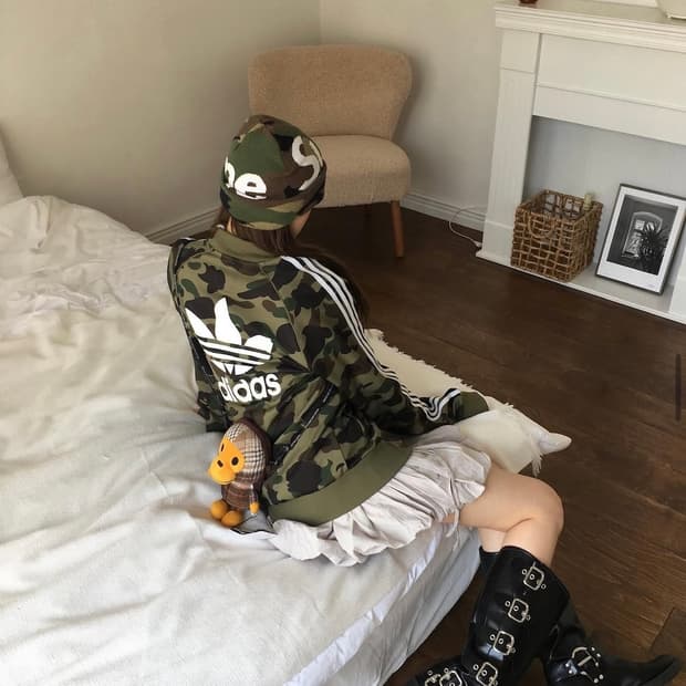 아디다스 X 베이프 트랙탑 녹계 져지