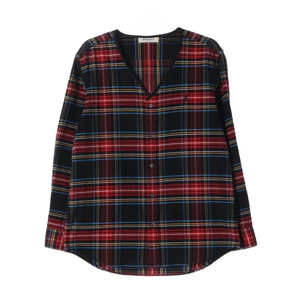 빈폴 타탄 체크 브이넥 코튼 셔츠 L