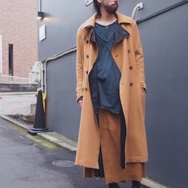 Bed J.W. Ford  2017 소매브레스트 하이넥커프 더블 롱 코트