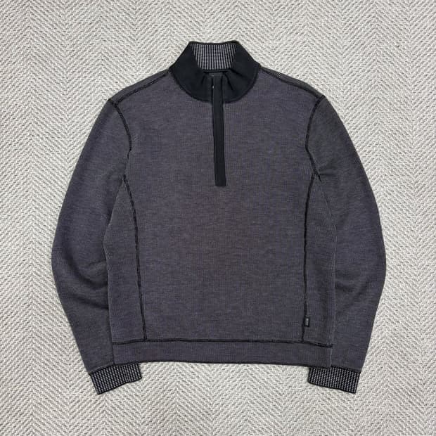 휴고보스 엘보패치 하프집업 니트 v1275