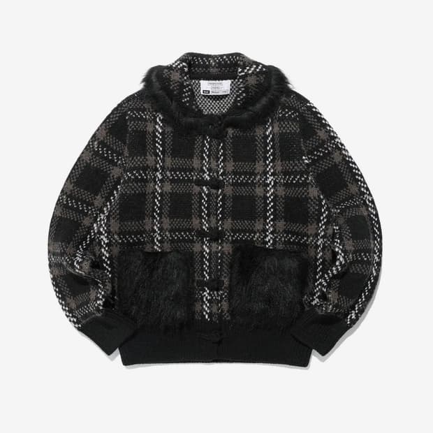 나이스고스트클럽 FFATS CHECK FUR CARDIGAN