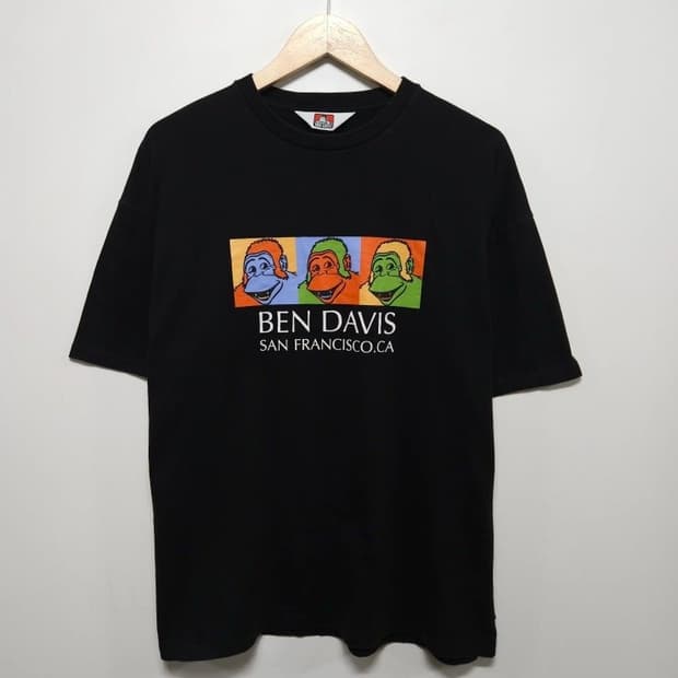 남녀공용L BEN DAVIS 벤데이비스 팝아트 고릴라 반팔티셔츠 블랙