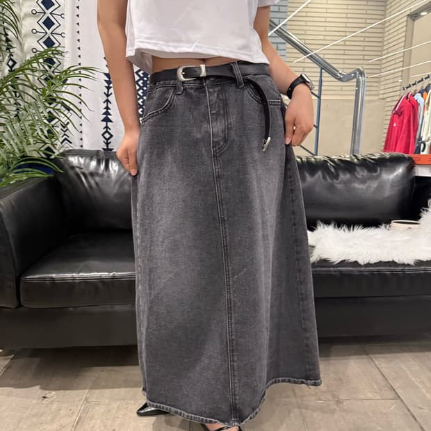 Vintage 흑청 데님 스커트