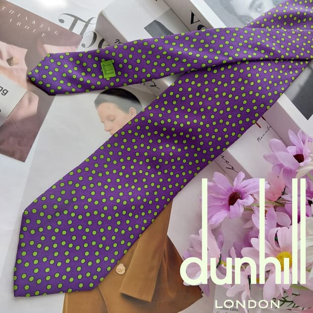 dunhill 던힐 퍼플 도트 패턴 넥타이 9.1cm A등급 K2683
