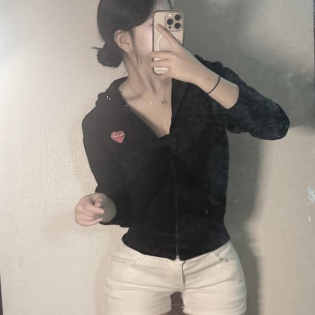 꼼데 블랙 후드집업 