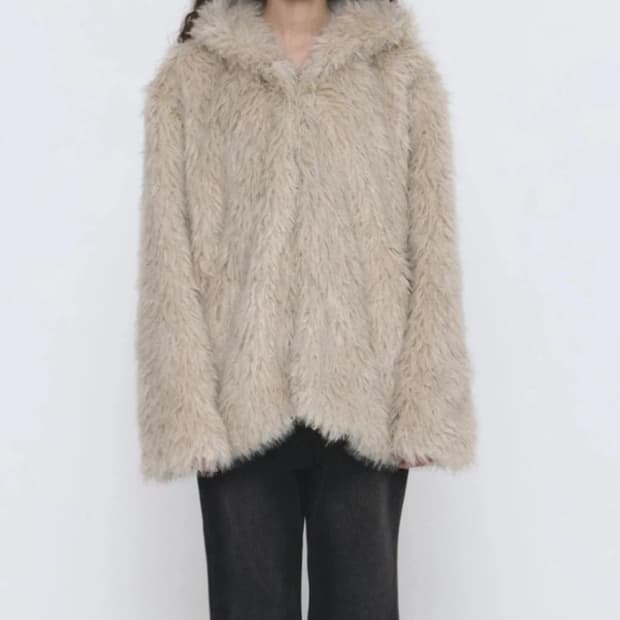 플레이스스튜디오 퍼 후드 버클 자켓