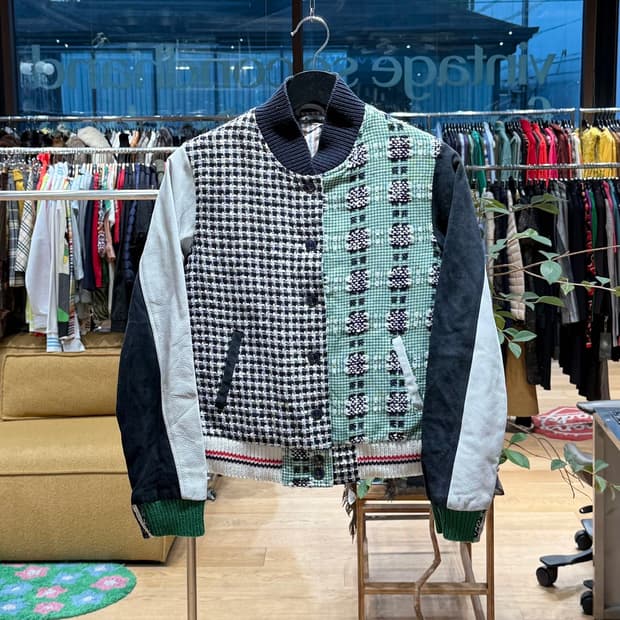 톰브라운 멀티컬러 트위드 블루종 자켓 