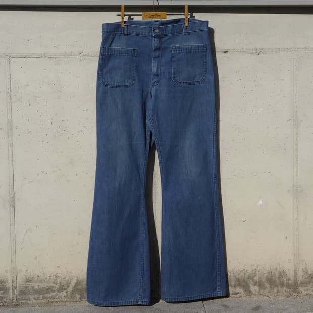 80s U.S.N Navdungaree 벨보텀 데님 플레어 팬츠