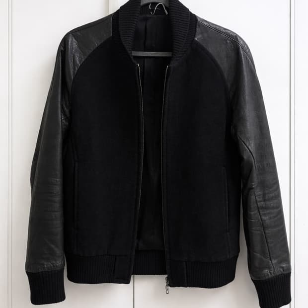 Attachment 레더 블루종 집업 재킷