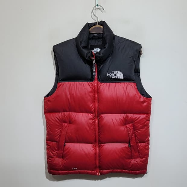 (95) 노스페이스 눕시 패딩조끼 검빨 거위털 다운 베스트 