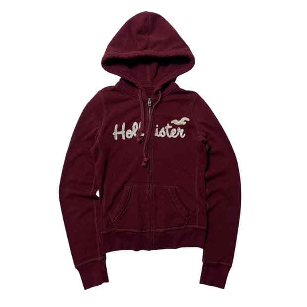 홀리스터 버건디 후드집업 XS 딱붙핏