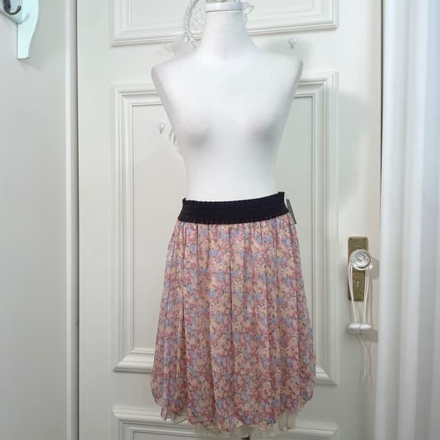 pink pastel flower pattern banding midi 
