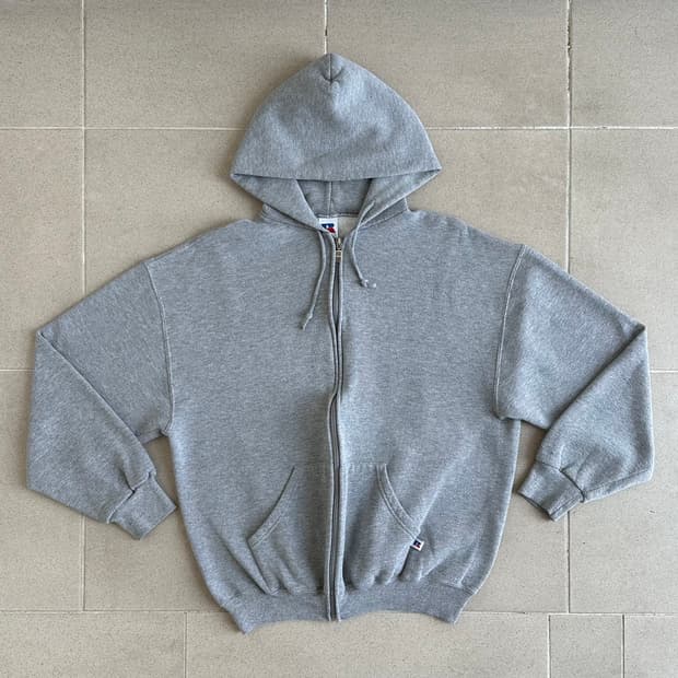 90s 빈티지 러셀 후드집업 그레이 L