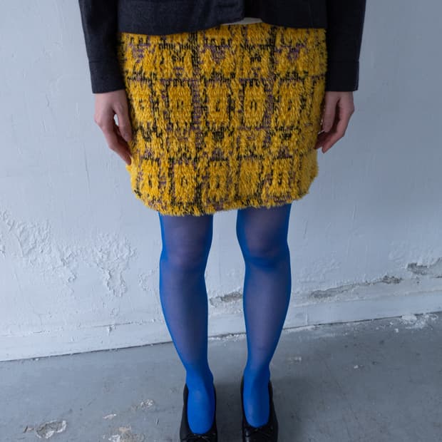 yellow vintage pattern mini skirt