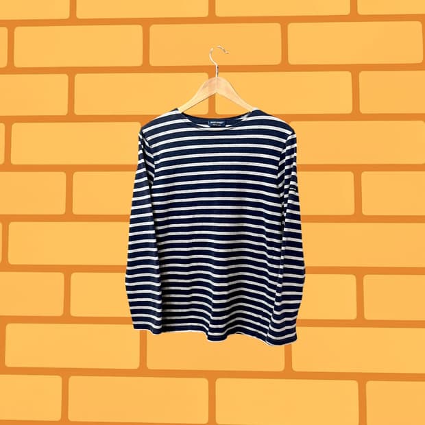 세인트 제임스 그레이 스트라이프 보더 티 (L)