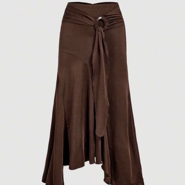 SHEIN MOD 하이웨스트 프릴 비대칭 헴 스커트