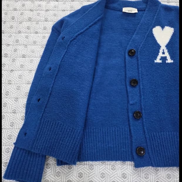 아미 하트 로고 오버핏 가디건 블루 ~55반
