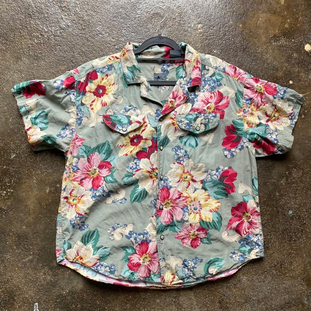 빈티지 플라워 반팔 셔츠