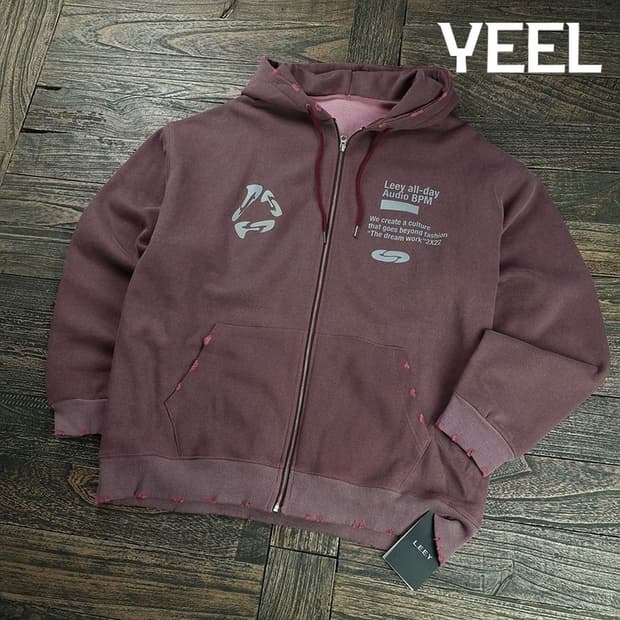[LEEY YEEL](새상품)그래픽 프린팅 오버핏 후드집업 M19820