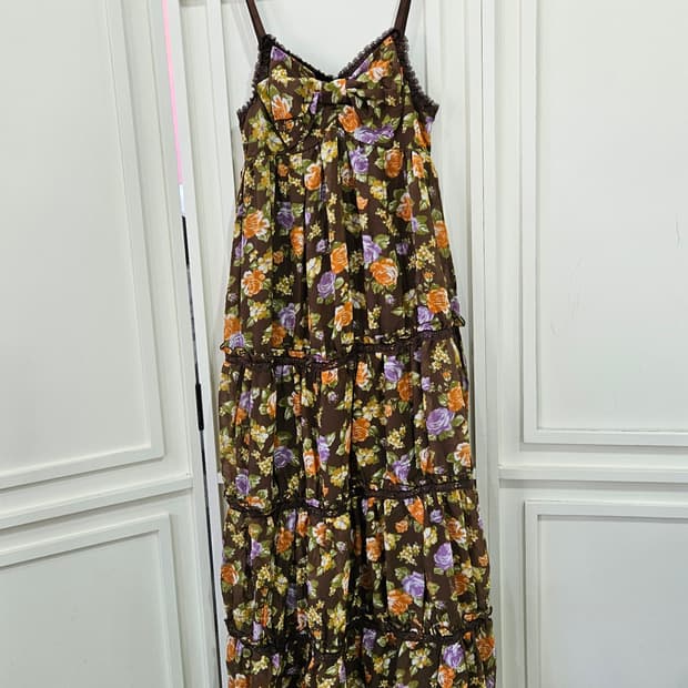 플라워 리본 롱 원피스