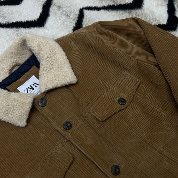 [한국XL]ZARA 코듀로이 쉐르파 자켓/브라운
