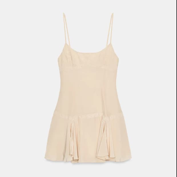 자라 자수 캐미솔 원피스 프릴 미니 원피스 