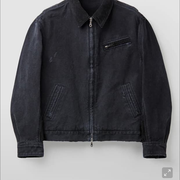 쿠어 오버 다잉 페이디드 데미지 워크 자켓 (워시드블랙)