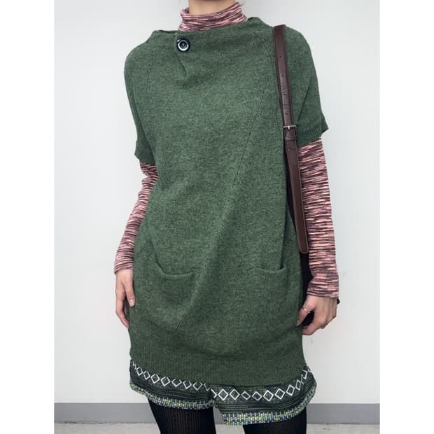 빈티지 카키 울 니트 원피스