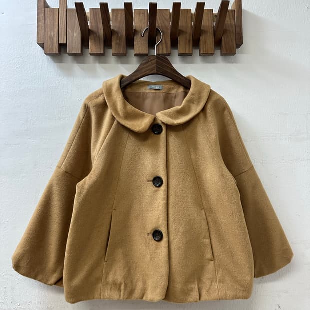 일본빈티지 둥근카라 A라인 포인트 포켓 코트 