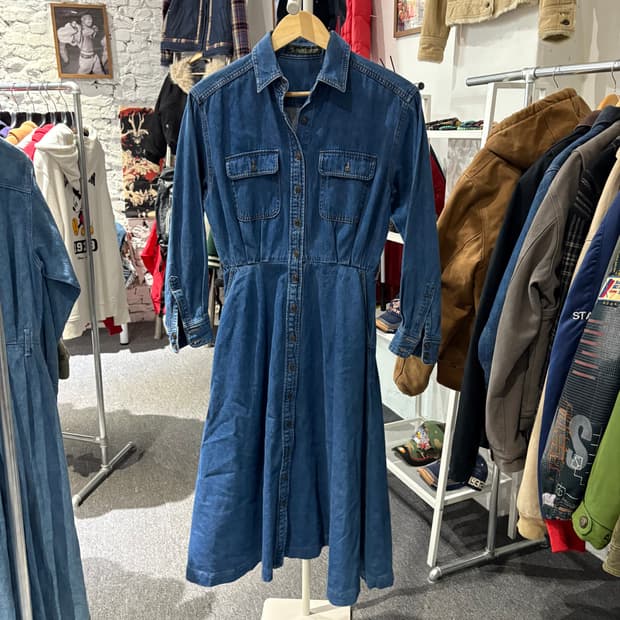 japan빈티지 롱 셔츠 드레스