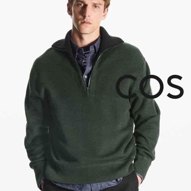 cos 남성 릴렉스드 하프 집업 니트 M