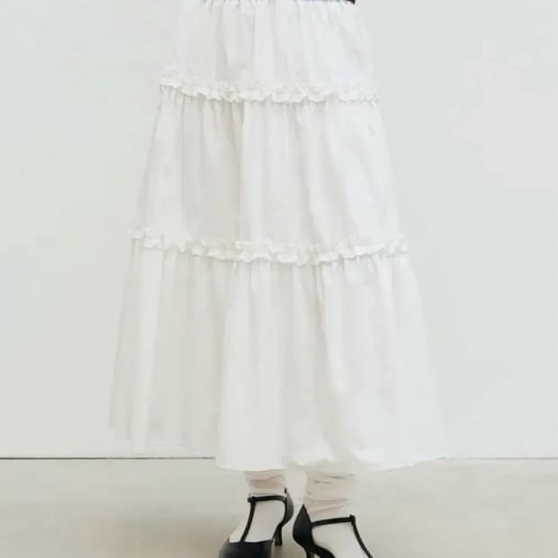 [문가영 착용] 닉앤니콜 프릴 롱스커트 (아이보리)