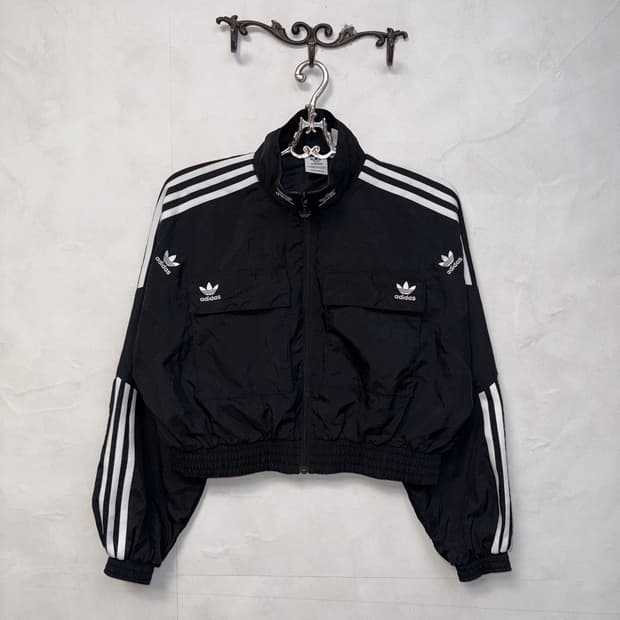 Adidas track top crop zipup jacket