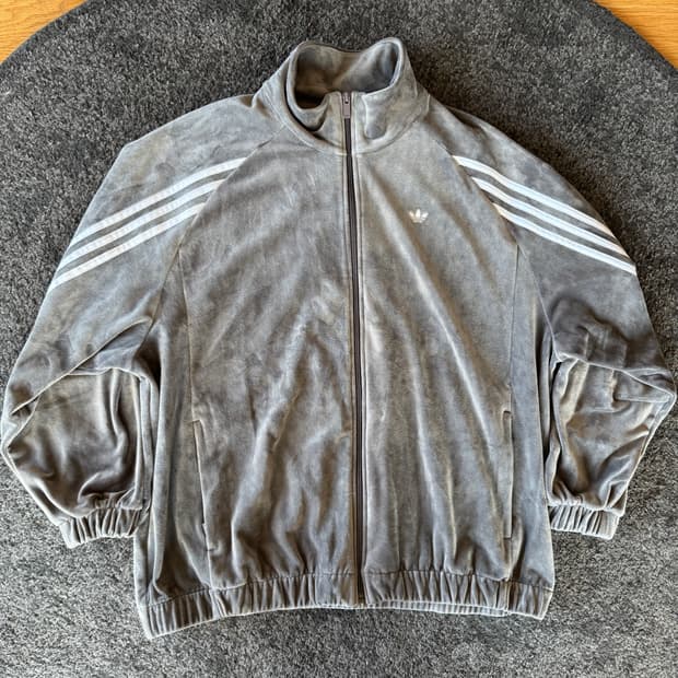 아디다스 기모 벨벳 트랙탑 그레이 XL