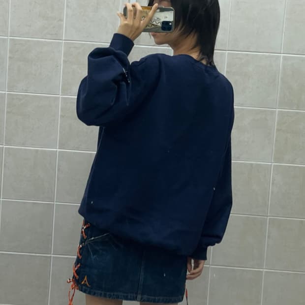 레이스업 로우라이즈 데님 미니스커트