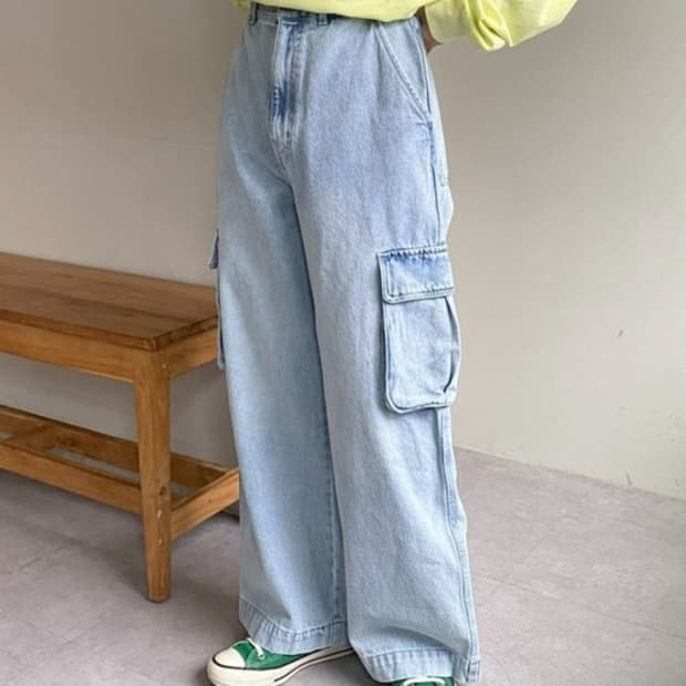 차오패닉 와이드 데님 카고 팬츠