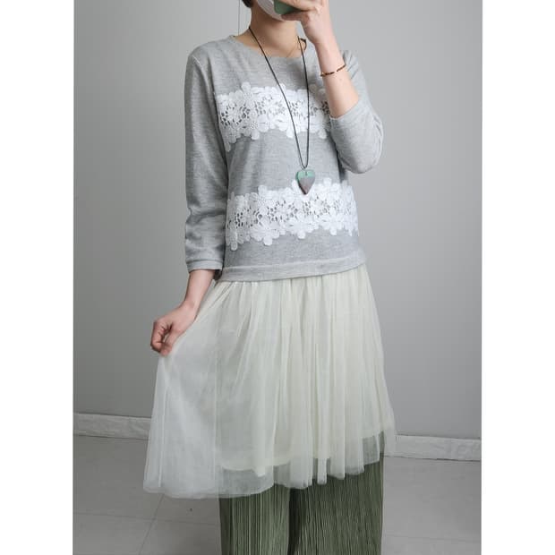 플로럴 자수 샤 원피스