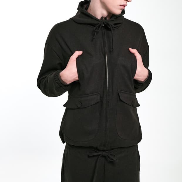 QUAD POCKET HOODED ZIP-UP (DARK BROWN)