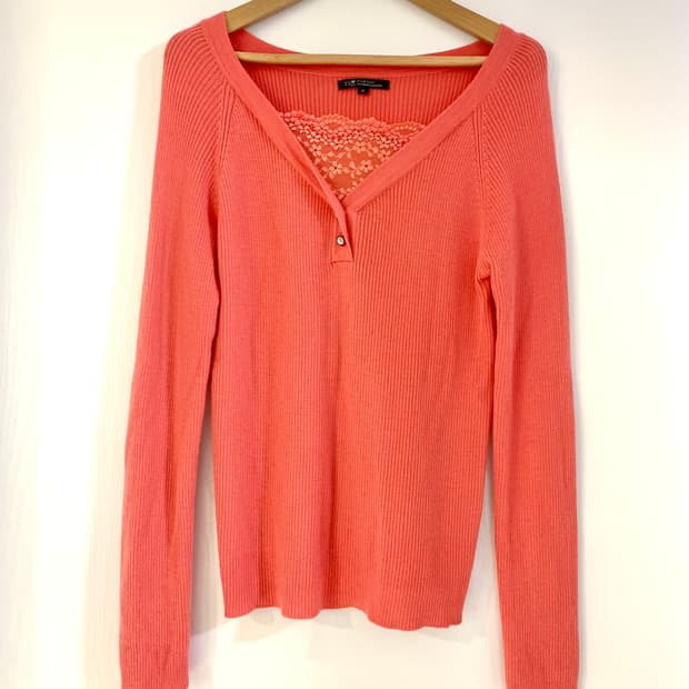 일본빈티지 자몽색 레이어트 골지 롱슬리브